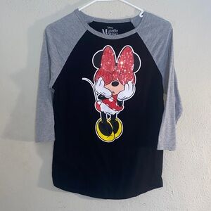 Disney Minnie Mouse Black and Gray Long Sleeve Shirt